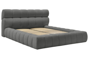 Bobochic Paris Tmavě &scaron;ed&aacute; boucl&eacute; dvoulůžkov&aacute; postel Mont-Blanc 160 x 200 cm s &uacute;ložn&yacute;m prostorem