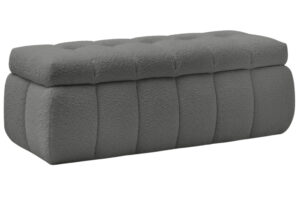 Bobochic Paris Tmavě &scaron;ed&aacute; boucl&eacute; lavice Mont-Blanc 144 cm s &uacute;ložn&yacute;m prostorem