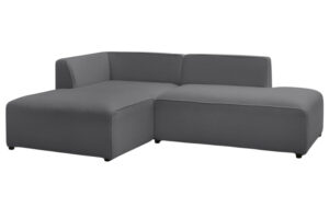 Bobochic Paris Tmavě &scaron;ed&aacute; boucl&eacute; rohov&aacute; pohovka Megeve 250 cm