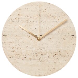 Bolia Travertinov&eacute; n&aacute;stěnn&eacute; hodiny Tima 28 cm s dubovou deskou