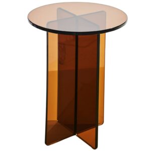 Jotex Hněd&yacute; skleněn&yacute; odkl&aacute;dac&iacute; stolek IRIS 35 cm