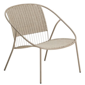 Kave Home B&eacute;žovo&scaron;ed&eacute; zahradn&iacute; křeslo Atrani s v&yacute;pletem