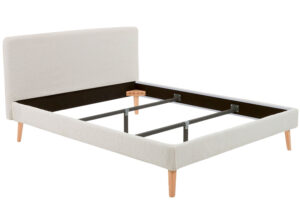 Kave Home B&iacute;l&aacute; boucl&eacute; dvoulůžkov&aacute; postel Dyla 160 x 200 cm