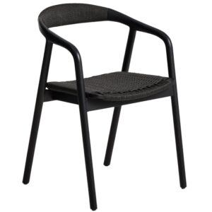 Kave Home Čern&aacute; dubov&aacute; židle Derile s v&yacute;pletem