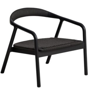 Kave Home Čern&eacute; dubov&eacute; křeslo Derile s v&yacute;pletem