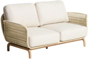 Kave Home Dřevěn&aacute; zahardn&iacute; pohovka Alipa 165 cm s b&eacute;žov&yacute;m v&yacute;pletem