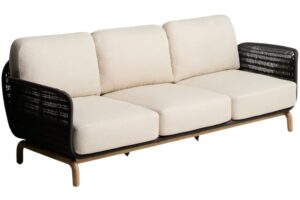 Kave Home Dřevěn&aacute; zahardn&iacute; pohovka Alipa 235 cm s tmavě &scaron;ed&yacute;m v&yacute;pletem