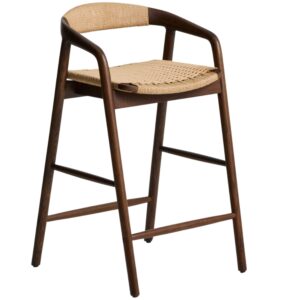 Kave Home Ořechov&aacute; barov&aacute; židle Derile 65 cm s v&yacute;pletem