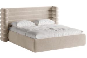 Micadoni B&eacute;žov&aacute; sametov&aacute; dvoulůžkov&aacute; postel Mount 180 x 200 cm