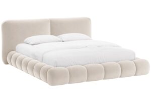 Micadoni B&eacute;žov&aacute; sametov&aacute; dvoulůžkov&aacute; postel Solange 160 x 200 cm