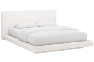 Micadoni B&iacute;l&aacute; boucl&eacute; dvoulůžkov&aacute; postel Linea 160 x 200 cm