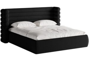 Micadoni Čern&aacute; boucl&eacute; dvoulůžkov&aacute; postel Mount 160 x 200 cm