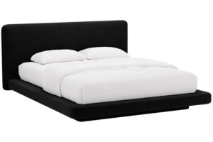 Micadoni Čern&aacute; sametov&aacute; dvoulůžkov&aacute; postel Linea 160 x 200 cm