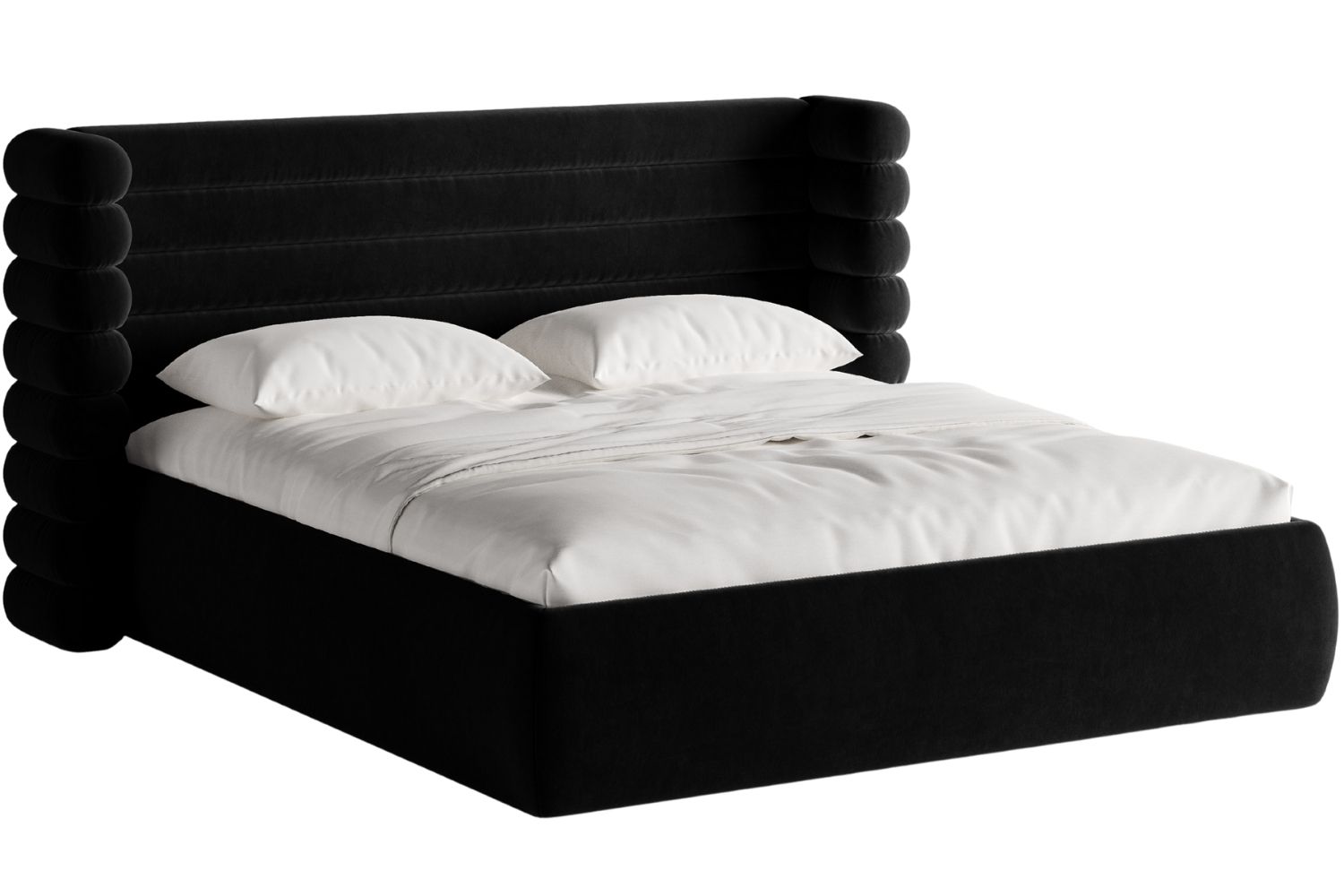 Micadoni Černá sametová dvoulůžková postel Mount 160 x 200 cm