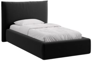 Micadoni Čern&aacute; sametov&aacute; jednolůžkov&aacute; postel Kaelle 90 x 200 cm s &uacute;ložn&yacute;m prostorem