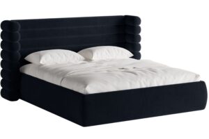 Micadoni Kr&aacute;lovsky modr&aacute; sametov&aacute; dvoulůžkov&aacute; postel Mount 160 x 200 cm