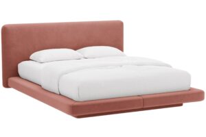 Micadoni Růžov&aacute; sametov&aacute; dvoulůžkov&aacute; postel Linea 180 x 200 cm