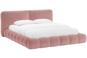 Micadoni Růžov&aacute; žinylkov&aacute; dvoulůžkov&aacute; postel Solange 180 x 200 cm