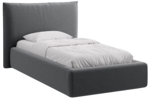 Micadoni &Scaron;ed&aacute; sametov&aacute; jednolůžkov&aacute; postel Kaelle 90 x 200 cm s &uacute;ložn&yacute;m prostorem