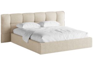 Micadoni Světle b&eacute;žov&aacute; boucl&eacute; dvoulůžkov&aacute; postel Eric 160 x 200 cm s &uacute;ložn&yacute;m prostorem