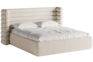 Micadoni Světle b&eacute;žov&aacute; boucl&eacute; dvoulůžkov&aacute; postel Mount 180 x 200 cm