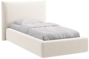 Micadoni Světle b&eacute;žov&aacute; sametov&aacute; jednolůžkov&aacute; postel Kaelle 90 x 200 cm s &uacute;ložn&yacute;m prostorem