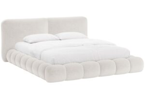 Micadoni Světle b&eacute;žov&aacute; žinylkov&aacute; dvoulůžkov&aacute; postel Solange 160 x 200 cm