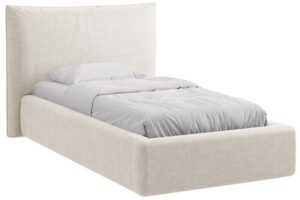 Micadoni Světle b&eacute;žov&aacute; žinylkov&aacute; jednolůžkov&aacute; postel Kaelle 90 x 200 cm s &uacute;ložn&yacute;m prostorem