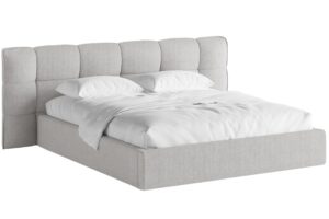 Micadoni Světle &scaron;ed&aacute; boucl&eacute; dvoulůžkov&aacute; postel Eric 160 x 200 cm s &uacute;ložn&yacute;m prostorem