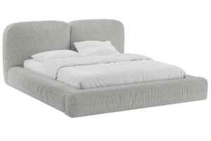 Micadoni Světle &scaron;ed&aacute; boucl&eacute; dvoulůžkov&aacute; postel Martina 180 x 200 cm s &uacute;ložn&yacute;m prostorem