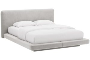 Micadoni Světle &scaron;ed&aacute; sametov&aacute; dvoulůžkov&aacute; postel Linea 180 x 200 cm