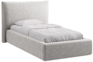 Micadoni Světle &scaron;ed&aacute; žinylkov&aacute; jednolůžkov&aacute; postel Kaelle 90 x 200 cm s &uacute;ložn&yacute;m prostorem