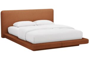 Micadoni Terakotově oranžov&aacute; boucl&eacute; dvoulůžkov&aacute; postel Linea 180 x 200 cm