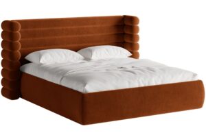 Micadoni Terakotově oranžov&aacute; sametov&aacute; dvoulůžkov&aacute; postel Mount 160 x 200 cm