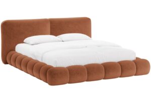 Micadoni Terakotově oranžov&aacute; žinylkov&aacute; dvoulůžkov&aacute; postel Solange 180 x 200 cm