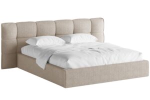 Micadoni Tmavě b&eacute;žov&aacute; boucl&eacute; dvoulůžkov&aacute; postel Eric 160 x 200 cm s &uacute;ložn&yacute;m prostorem