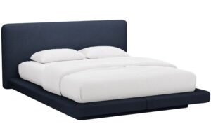 Micadoni Tmavě modr&aacute; boucl&eacute; dvoulůžkov&aacute; postel Linea 180 x 200 cm