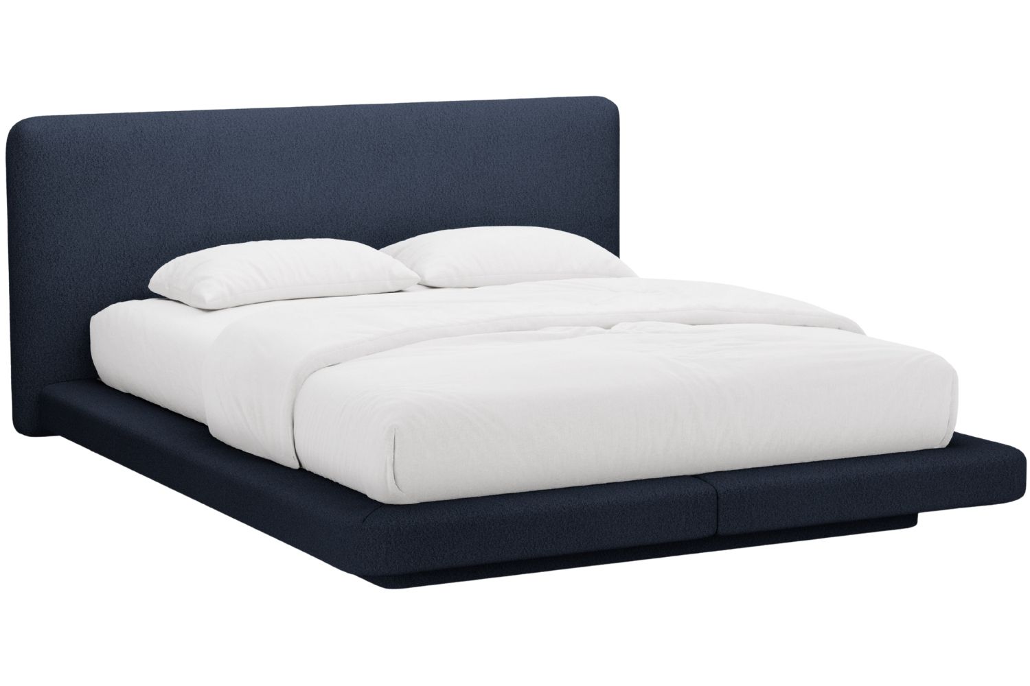 Micadoni Tmavě modrá bouclé dvoulůžková postel Linea 180 x 200 cm