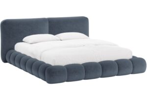 Micadoni Tmavě modr&aacute; žinylkov&aacute; dvoulůžkov&aacute; postel Solange 160 x 200 cm