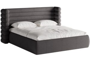 Micadoni Tmavě &scaron;ed&aacute; boucl&eacute; dvoulůžkov&aacute; postel Mount 180 x 200 cm