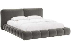Micadoni Tmavě &scaron;ed&aacute; sametov&aacute; dvoulůžkov&aacute; postel Solange 160 x 200 cm