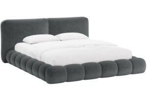 Micadoni Tmavě &scaron;ed&aacute; žinylkov&aacute; dvoulůžkov&aacute; postel Solange 160 x 200 cm