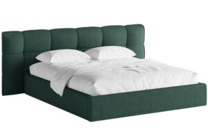 Micadoni Zelen&aacute; boucl&eacute; dvoulůžkov&aacute; postel Eric 160 x 200 cm s &uacute;ložn&yacute;m prostorem