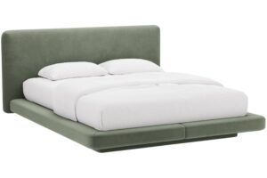 Micadoni Zelen&aacute; sametov&aacute; dvoulůžkov&aacute; postel Linea 180 x 200 cm