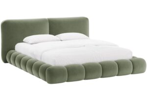 Micadoni Zelen&aacute; sametov&aacute; dvoulůžkov&aacute; postel Solange 160 x 200 cm