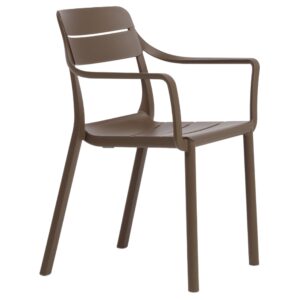 Nardi Hněd&aacute; plastov&aacute; zahradn&iacute; židle Cassia s područkami