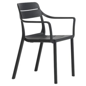 Nardi Tmavě &scaron;ed&aacute; plastov&aacute; zahradn&iacute; židle Cassia s područkami