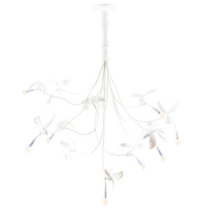 Seletti B&iacute;l&eacute; z&aacute;věsn&eacute; světlo Sparrow 100 cm