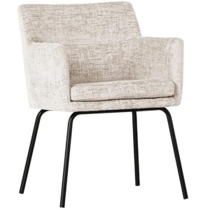 WOOOD B&iacute;l&aacute; sametov&aacute; j&iacute;deln&iacute; židle Ken s područkami