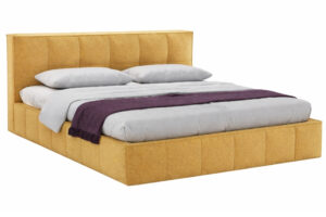 Woodsoft Žlut&aacute; čalouněn&aacute; dvoulůžkov&aacute; postel Bergamo 180 x 200 cm